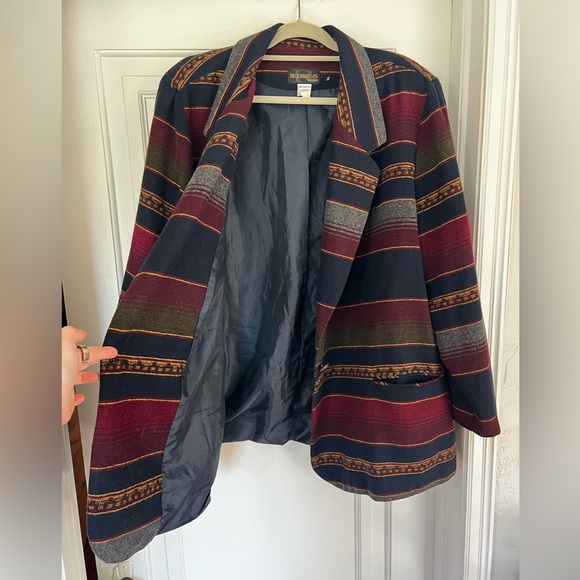Vintage 80s Oversized Boho Blazer 24W – Southwestern Stripe Indie Jacket - Picture 8 of 10
